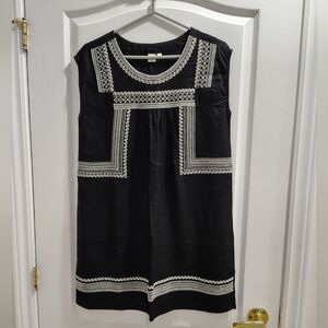 Simons Black Mini Dress with White Embroidered Trim
